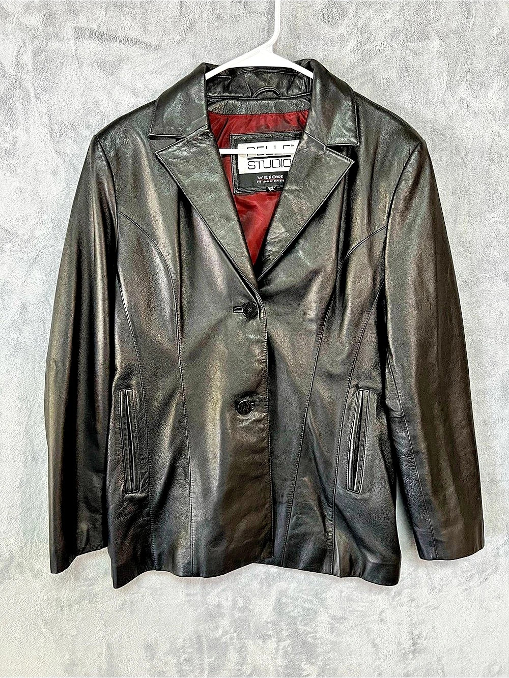 Vintage Wilsons Leather Pelle Studio Black Leather Blazer Jacket XL 90s Y2K Coat